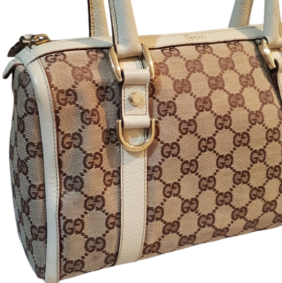 GUCCI GG Canvas D-Ring Vintage Abbey Bowler Boston Bag Beige - Picture 10 of 14